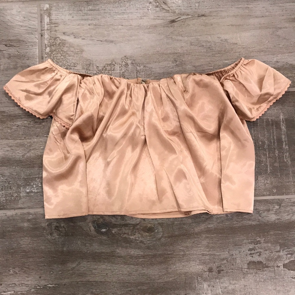 Satin Off-The-Shoulder Crop Top